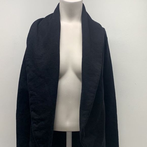 Standard James Perse French Terry Cocoon Open Front Knit Sweater Cardigan Black - Picture 3 of 9